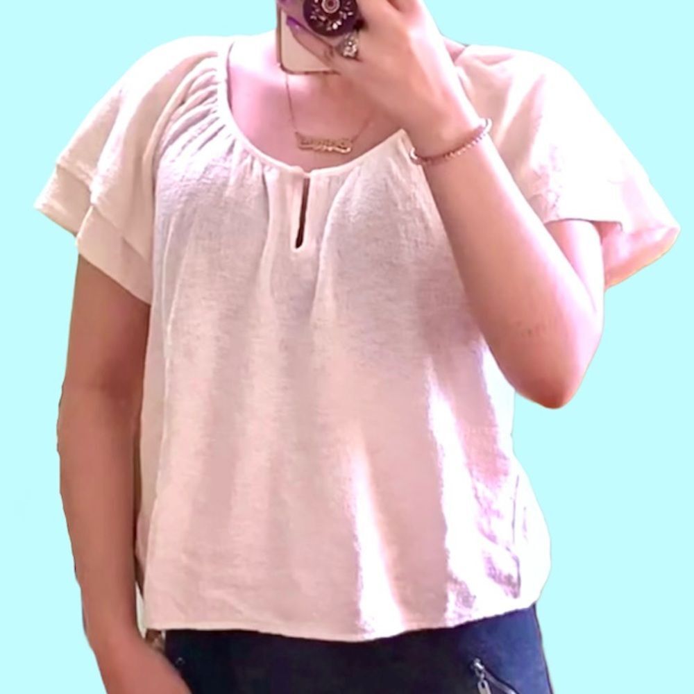 Madewell Texture & Thread Small Tiered Sleeve Top